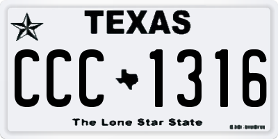 TX license plate CCC1316
