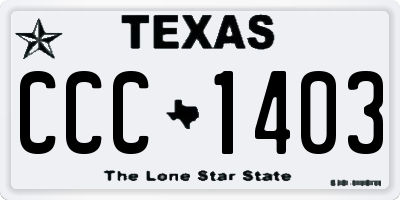 TX license plate CCC1403