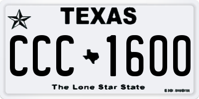 TX license plate CCC1600