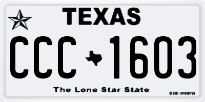 TX license plate CCC1603