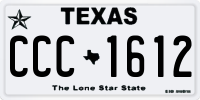 TX license plate CCC1612
