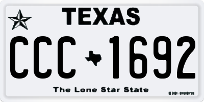 TX license plate CCC1692
