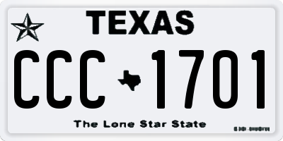 TX license plate CCC1701