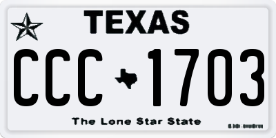 TX license plate CCC1703