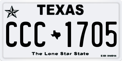 TX license plate CCC1705