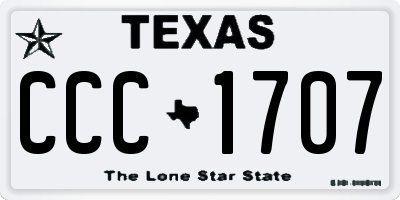 TX license plate CCC1707