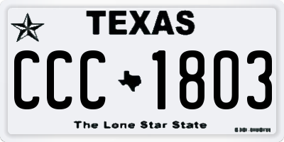 TX license plate CCC1803