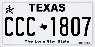 TX license plate CCC1807