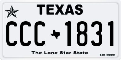 TX license plate CCC1831