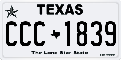 TX license plate CCC1839