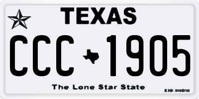 TX license plate CCC1905