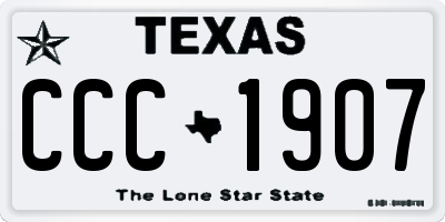 TX license plate CCC1907