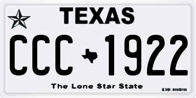 TX license plate CCC1922