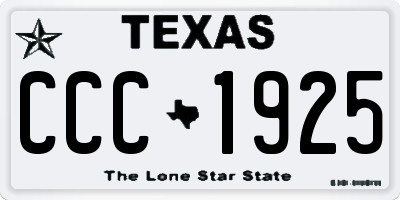 TX license plate CCC1925