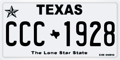 TX license plate CCC1928