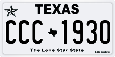 TX license plate CCC1930