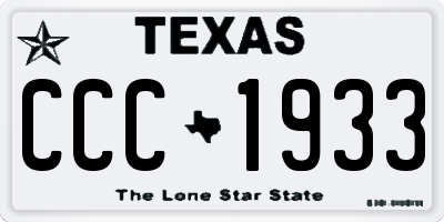 TX license plate CCC1933