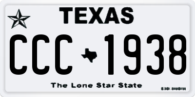 TX license plate CCC1938