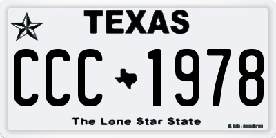 TX license plate CCC1978
