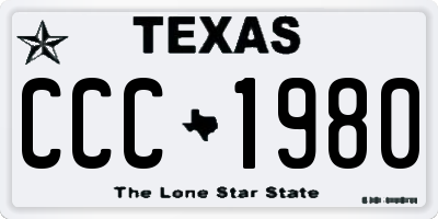 TX license plate CCC1980