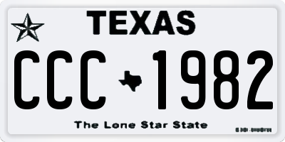 TX license plate CCC1982