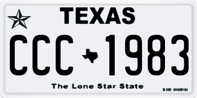 TX license plate CCC1983
