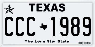 TX license plate CCC1989
