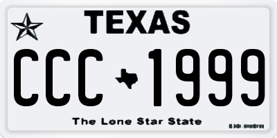 TX license plate CCC1999