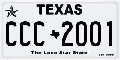 TX license plate CCC2001