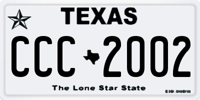 TX license plate CCC2002
