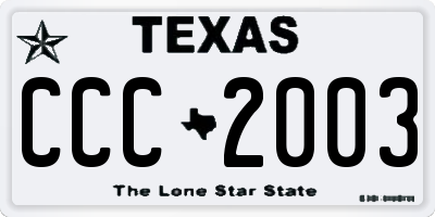 TX license plate CCC2003