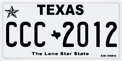 TX license plate CCC2012