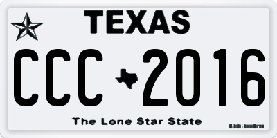 TX license plate CCC2016