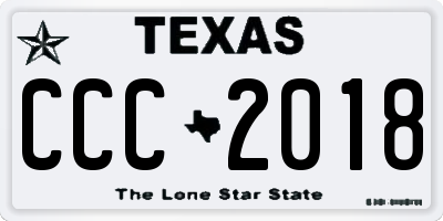TX license plate CCC2018