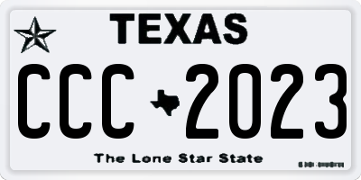TX license plate CCC2023
