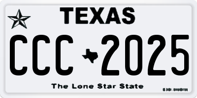 TX license plate CCC2025