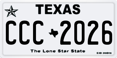 TX license plate CCC2026