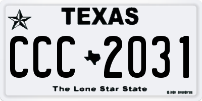 TX license plate CCC2031