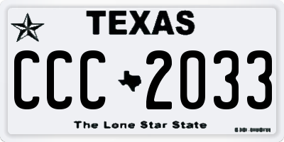 TX license plate CCC2033