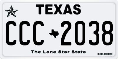 TX license plate CCC2038
