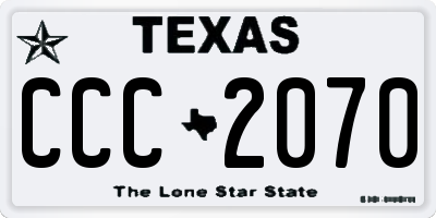TX license plate CCC2070