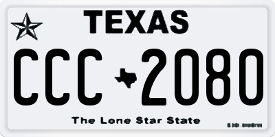 TX license plate CCC2080