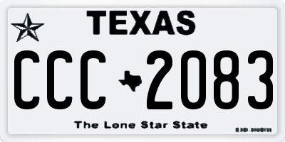 TX license plate CCC2083