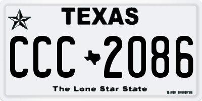 TX license plate CCC2086