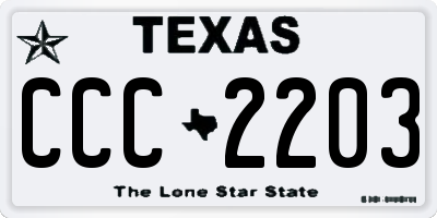 TX license plate CCC2203