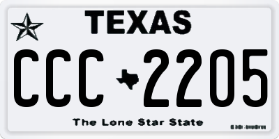 TX license plate CCC2205