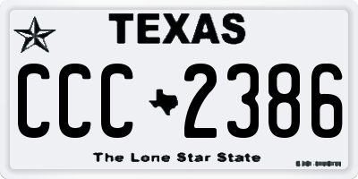 TX license plate CCC2386