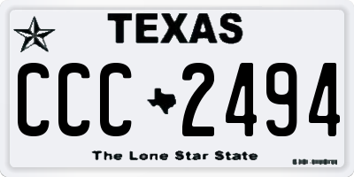 TX license plate CCC2494