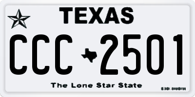 TX license plate CCC2501