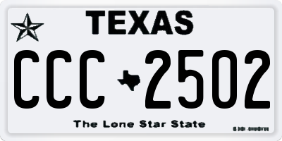 TX license plate CCC2502